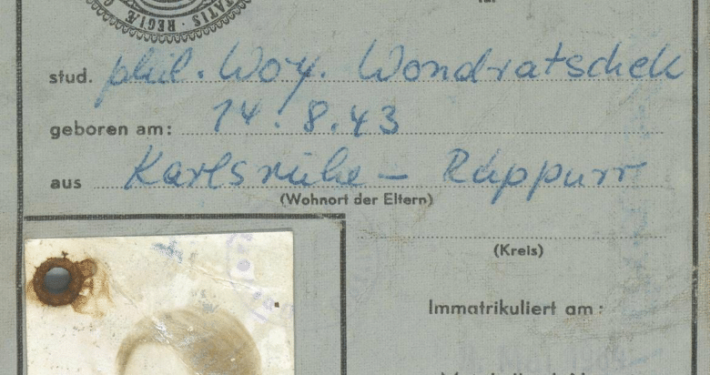 Wolf Wondratscheks Studentenausweis